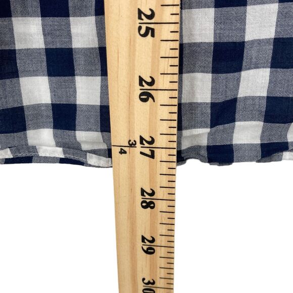 J.CREW Button Up Shirt Womens Medium Navy White Checked 100% Cotton Long Sleeve - Picture 16 of 16